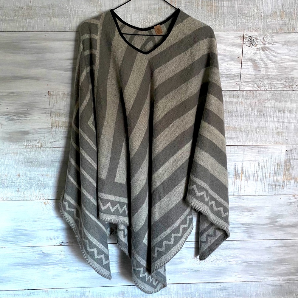 Dark Grey/Light Grey Striped Poncho